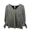 Vince Camuto women's metallic long-sleeve smocked-cuff Woman’s blouse Size S Vince Camuto