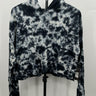 Kyodan Lounge Charcoal Tie Dye Crop Hoodie Long Sleeve Pullover Top M Grays