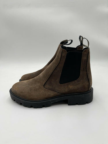 CELINE Nubuck Ankle Chelsea Boots in brown Leather Size 38.5
