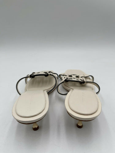 Tory Burch Miller Bombé 55mm White Leather Low Heel Sandal Size 6M