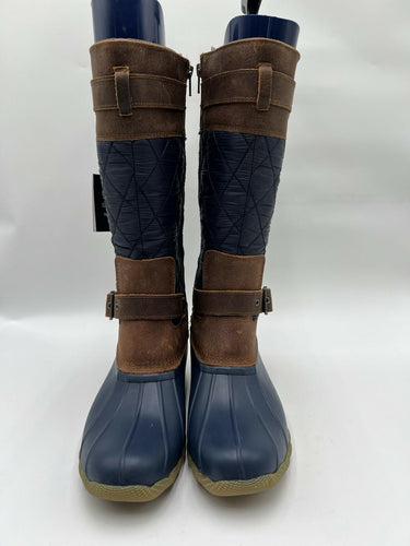 Sperry STS86429 Navy Quilted Tall Duck Buckle Boots Size 7.5