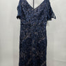 Alex Evenings Gown Navy Nude Sequin Lace Cold Shoulder Formal Dress 12 Alex Evenings