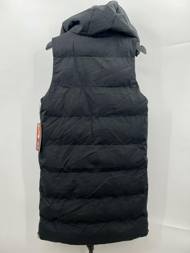 Kyodan Vest Womens Black Long Puffer Hooded Puffy Vest Full Zip NWT S