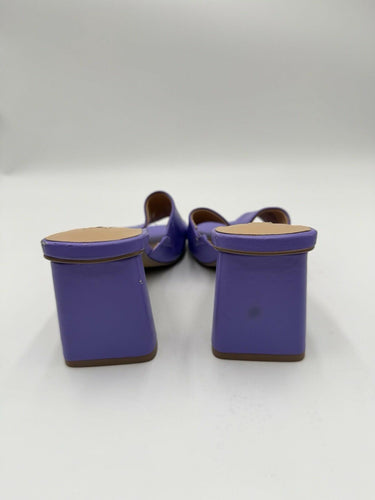 Women’s Saks Fifth Avenue purple leather square-toe block heel mules Size 7M