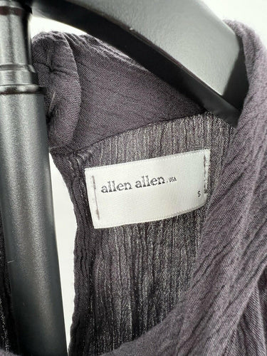 Allen Allen USA Womens Sleeveless High Neck Crinkle Gauze Dress Gray Boho S