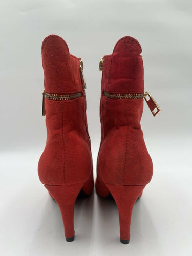 Bellini Red Suede Ankle Booties Double Gold Zipper Stiletto Size 9