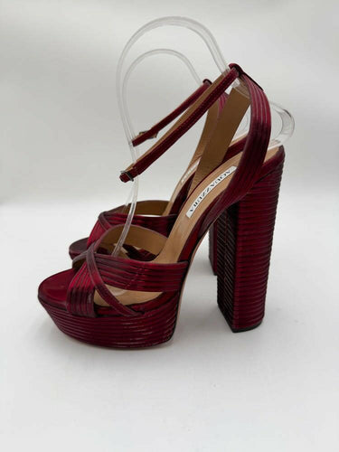Women’s AQUAZZURA Sundance 140 metallic leather platform sandals Red Size 39.5