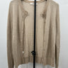 LOFT Cardigan Womens Beige Gold Metallic Shimmer Button Front Sweater S LOFT