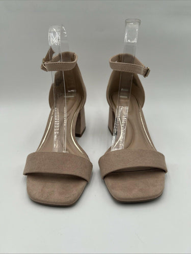 Kelly & Katie Marybel Block Heel Sandals Nude Textile Upper Adjustable Size 6.5M Kelly