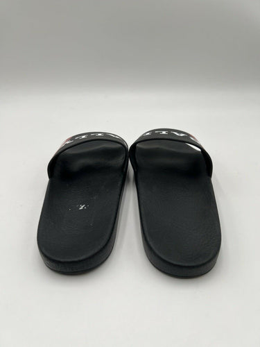 Men’s Bally Simon Black / Red Rubber Logo Sandals Slides Size 40