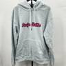 Designs Untitled Womans baby blue hoodie Pink Letters Size L Designs Untitled