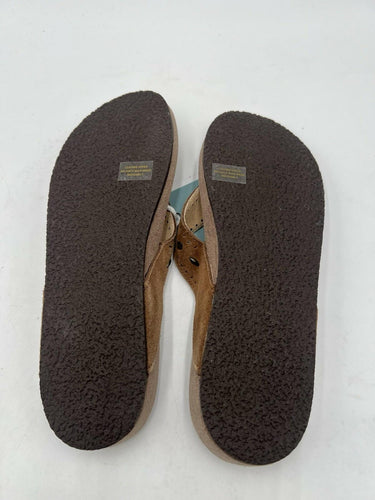 Revitalign Kena Studded Suede Orthotic Flip Flop Sandal Tan Womens SIZE 9.5 M B Revitalign