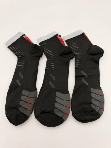 Eurosock Athletic Performance Crew Socks Black Gray Red 3 Pairs Size Unknown