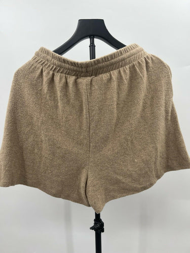 Socialite Cozy Shorts Camel Tan Fuzzy Drawstring Pockets Lounge  L SOCIALITE