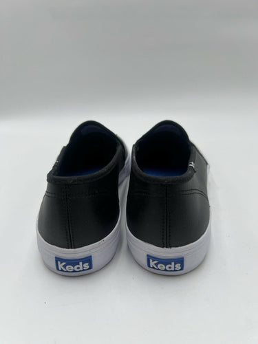 Keds Black Leather Slip On Sneakers White Platform Casual Size 8.5