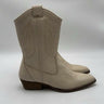 Vince Camuto MENKARA Ivory Leather Snip Toe Side Zip Western Booties 7.5M Vince Camuto