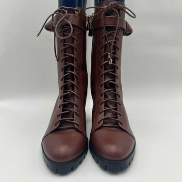 Women’s Alexandre Birman Evelyn Lace Up Brown Leather booties Size 40.5 Alexandre Birman