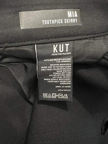 KUT From The Kloth MIA Toothpick Skinny Pants Black Stretch Ponte Size 16 KUT from the Kloth