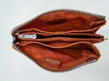 Kipling Pouch Wallet Orange Nylon Zip Tri-Fold Wristlet Clutch Small Kipling