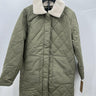 Sanctuary Jacket Womens Quilted Long Barn Coat Olive Faux Fur Collar Warm L Sanctuary