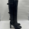 Alexandre Birman Ovis Aries black shearling  knotted leather tall boots 37.5 Alexandre Birman