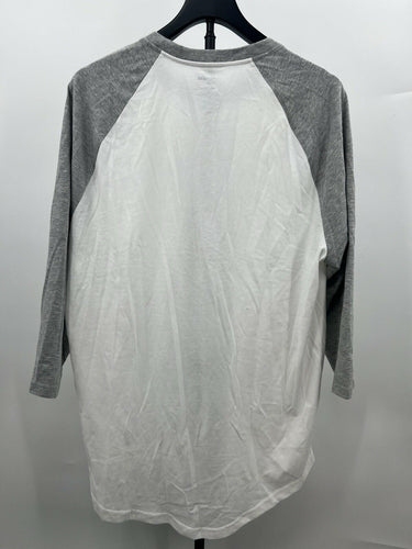 Abound Baseball T-Shirt Raglan White Gray Long Sleeve XL White