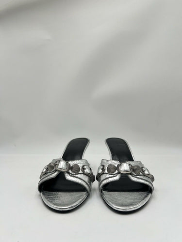 Balenciaga Cagole 70mm slingback pumps in Silver Leather Size 37.5