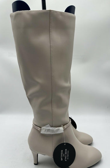 HannaP White Tall Boot Womens Kitten Heel Ankle Strap Size 9M HannaP