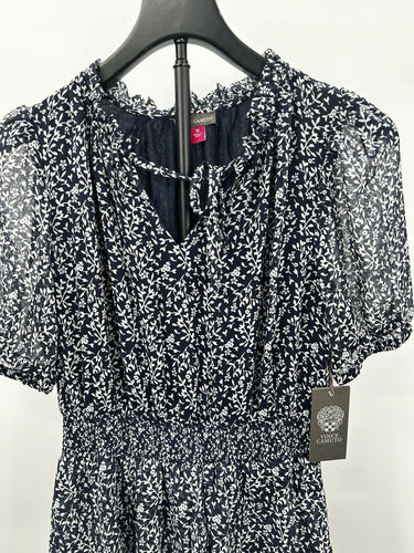 Vince Camuto Blue White Crossover Flutter Sleeve Tiered Dress Neutral Size XS Vince Camuto