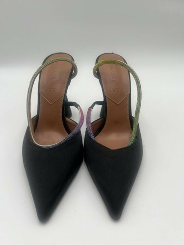 D'ACCORI Saturn Black Suede Rainbow Mules Size 6.5