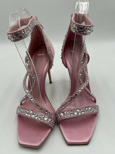 Alexander McQueen crystal-embellished satin high-heel sandals In Pink Size 37.5 Alexander McQueen
