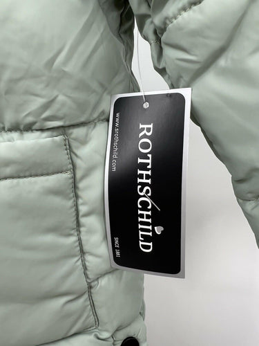 Rothschild Puffer Jacket Girls Mint Green Faux Fur Hood Snap Quilted NWT XXS Rothschild