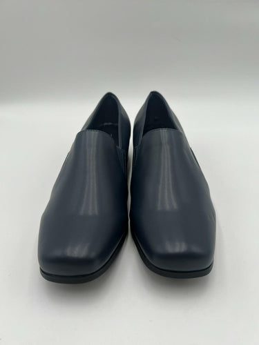 Trotters T4158 Navy Blue Loafers Block Heel Size 9