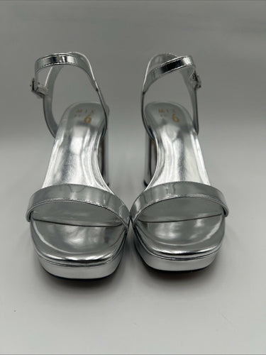 Women's Mix No. 6 Sundra Block Heels Sandals Silver Size 7.5M Mix No. 6