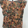 ALC Top Womens Floral Ruffle Sleeve Square Neck Boho Cotton Blend 4 A.L.C.