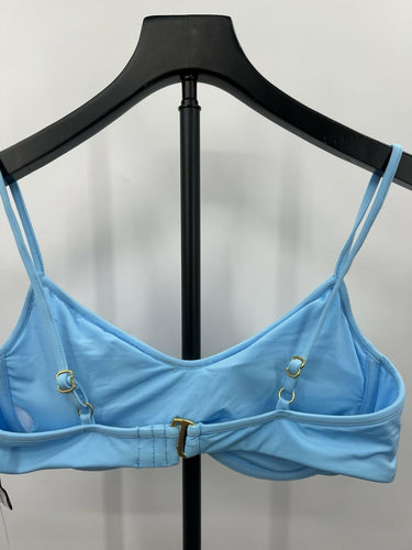 BECA Bikini Top Womens Ice Blue Ruched Underwire Adjustable Straps Swim L