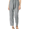 BCBGeneration Women's Pant with Paperbag Waist, Tapered Leg Black/Green, Large BCBGeneration