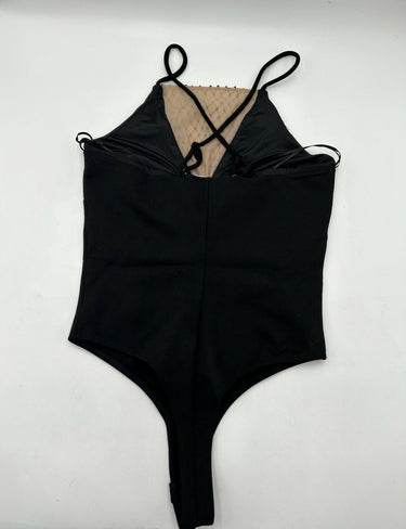 ASTR Black Woman’s rhinestone mesh halter bodysuit Size S