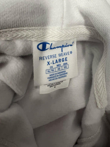 Champion Hoodie Mens White Reverse Weave Embroidered C Logo Fleece XL Champion