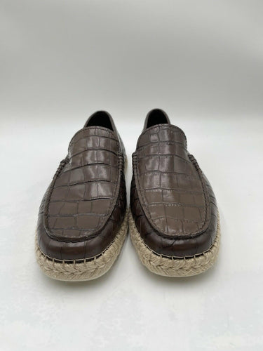 Men’s Tod'sbrowb  crocodile-embossed leather espadrille loafers Size 7.5 UK