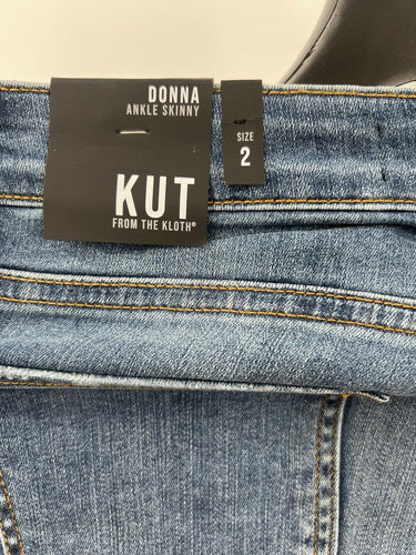 KUT From The Kloth Donna Ankle Skinny Jeans Medium Wash Raw Hem Stretch NWT 2 KUT from the Kloth