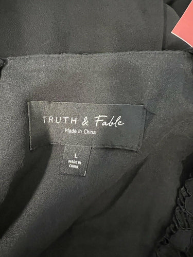 Truth & Fable Dress Womens Black Lace Maxi Long Sleeve Keyhole Formal NWT L Truth & Fable