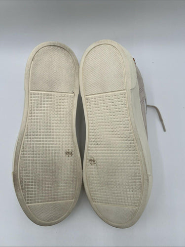 Le Tigre MIDTOWN White/Taupe Leather Low Top Lace Up Platform Sneakers, Size 9.5 Le Tigre