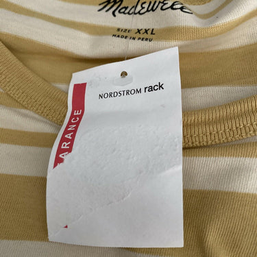 NWOT MADEWELL Allday Stripe Crewneck T-shirt In Yellow & White Stripes Size 2XL