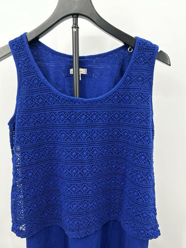 Mod-o-doc Woman’s blue crochet popover dress Layered Sleeveless Size XS