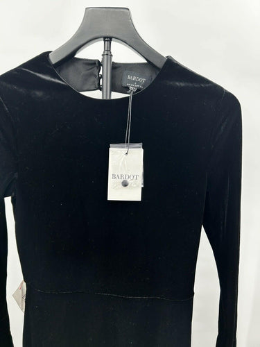 Bardot Kasra Woman’s Black velour bell-sleeve mini dress velvet Size S