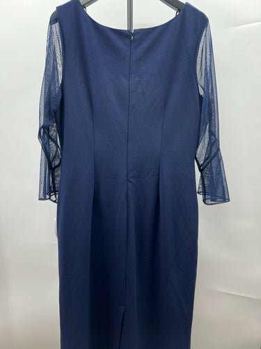 Alex Evenings Navy Beaded Illusion Dress Long Formal Mother Of Bride 16 Alex Evenings