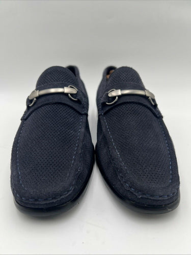 Men’s Saks Fifth Avenue "Dominic" Navy Perforated Suede Horsebit Loafer Size 9.5 Saks Fifth Avenue