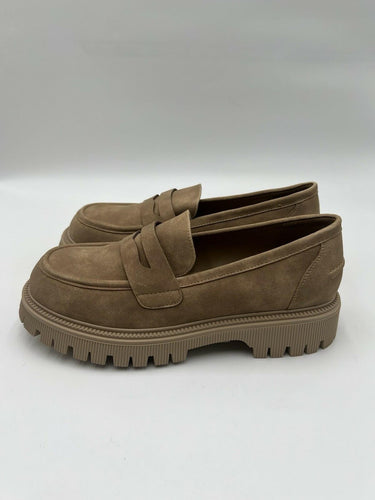 Patrizia Akiko-TN Platform Loafer Tan Suede Chunky Lug Womens Size 9.5-10