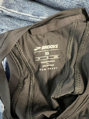 Brooks Running Tank Top Womens Black Mesh Racerback Athletic Run Happy Size XS Brooks